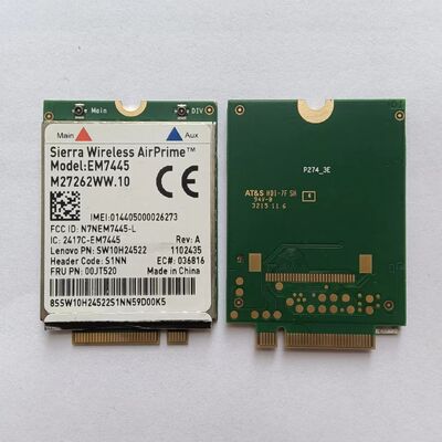 Sierra Wireless  EM7445 is a high-speed 4G LTE-Advanced Pro Cat.6 wireless communication module in M.2 form factor, designed to provide global wide-area mobile network connectivity for notebook
