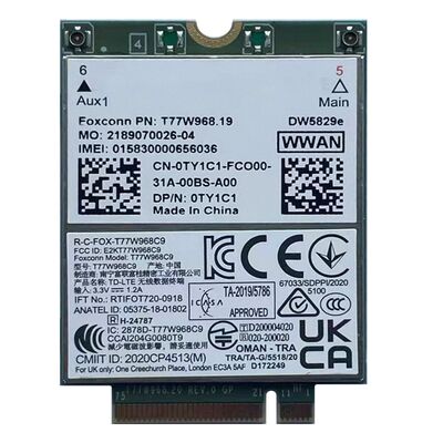 T77W968 DW5821e 4G LTE Module - Plug & Play M.2 WWAN Solution DW5821e (T77W968) Qualcomm X20 LTE Modem M.2 Key B WWAN Card T77W968 DW5821e 4G LTE Module for  Latitude 7300 7400 7540 7740